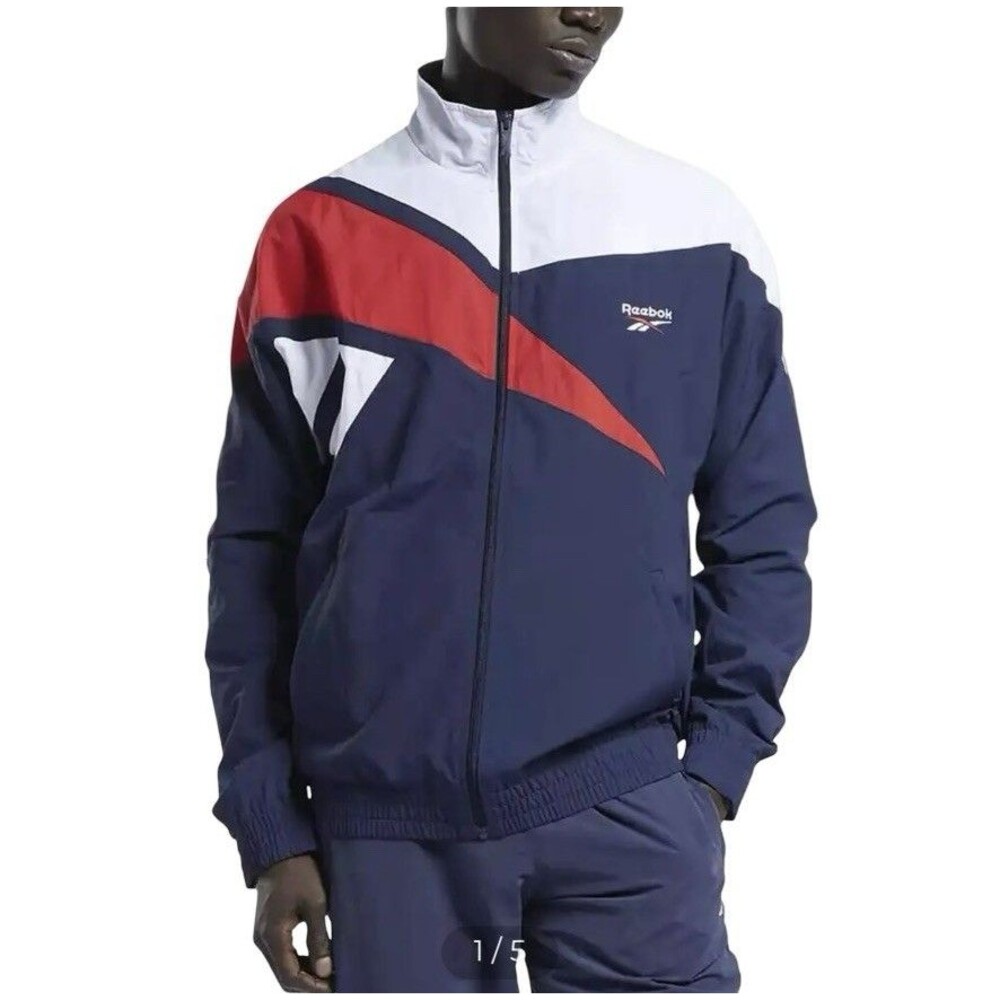 Reebok Classics Vector Regular-Fit Logo Colorblocked Full-Zip Track Jacket Small